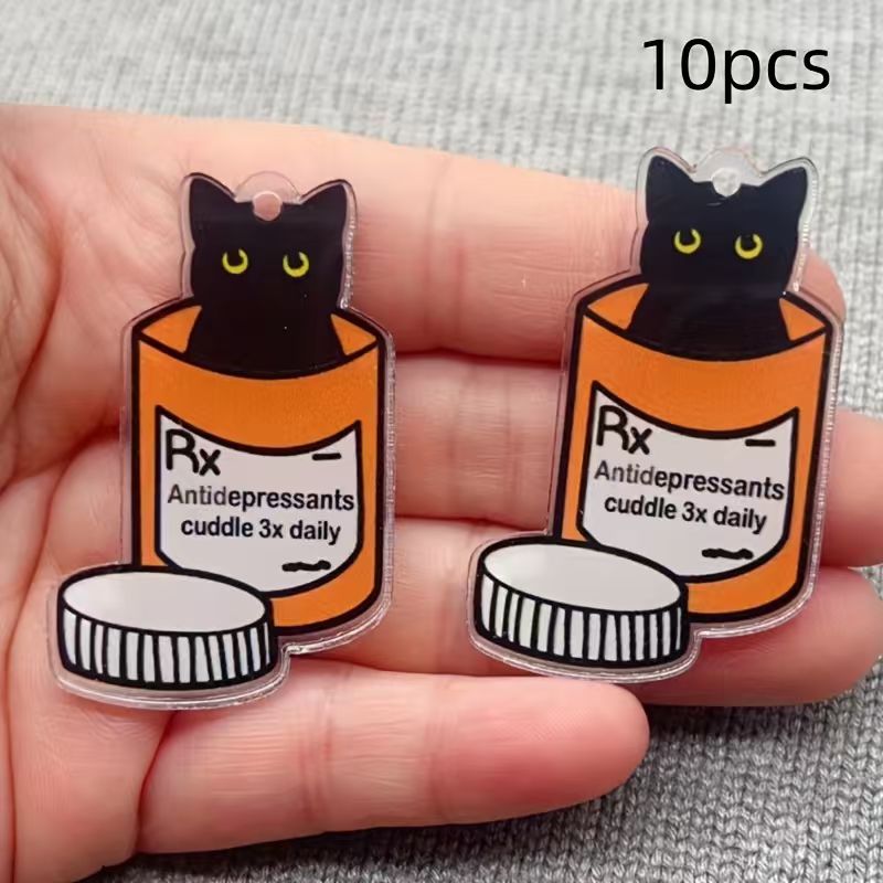 Jewelry Making - 10pcs acrylic medicine cat pendant, DIY