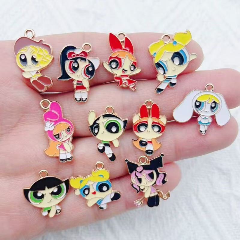 Jewelry Making - 10pcs Alloy Oil-Dripping Cartoon Girl Pendant,