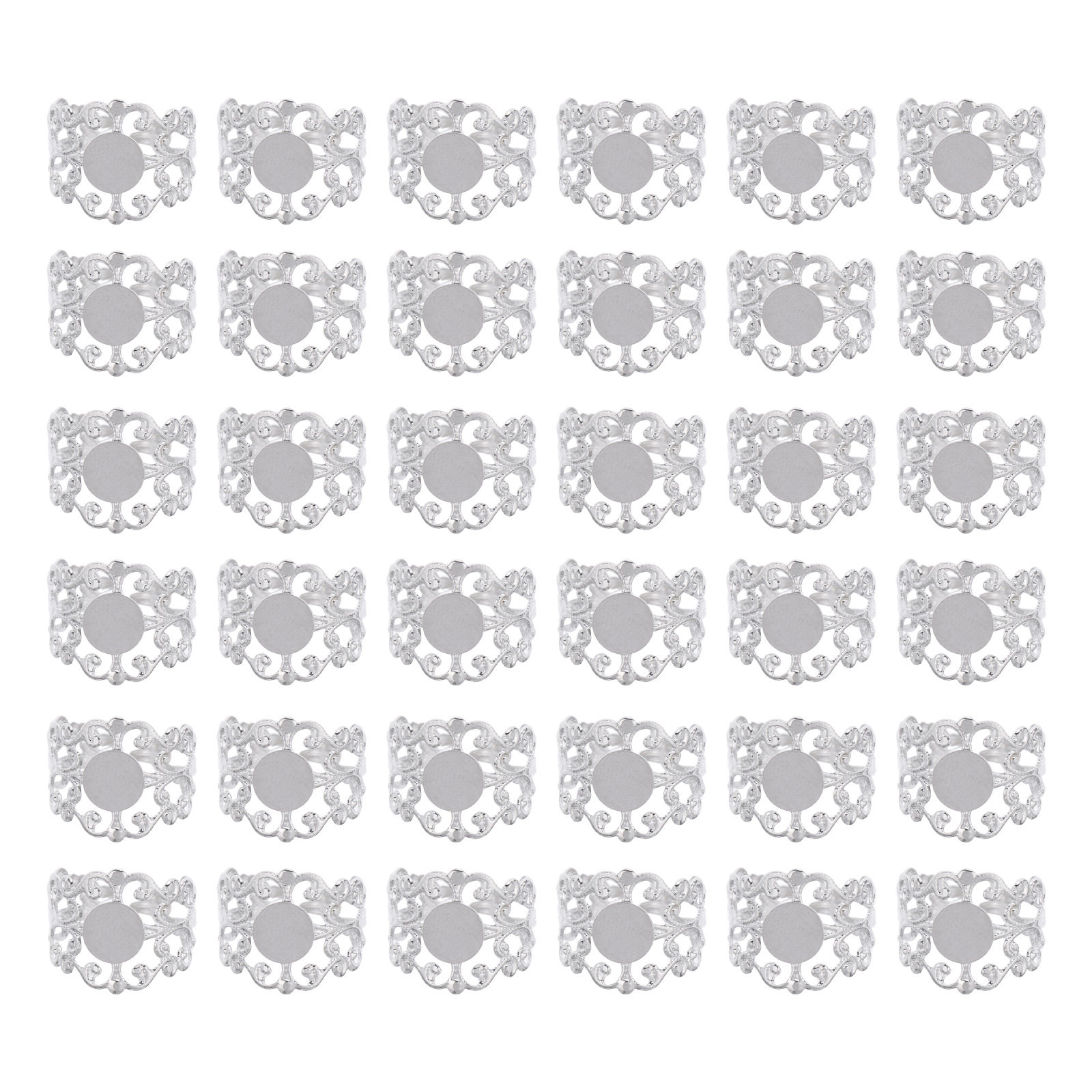 Jewelry Making Gemstones - 50Pcs Adjustable Oval Flatback Ring Blank