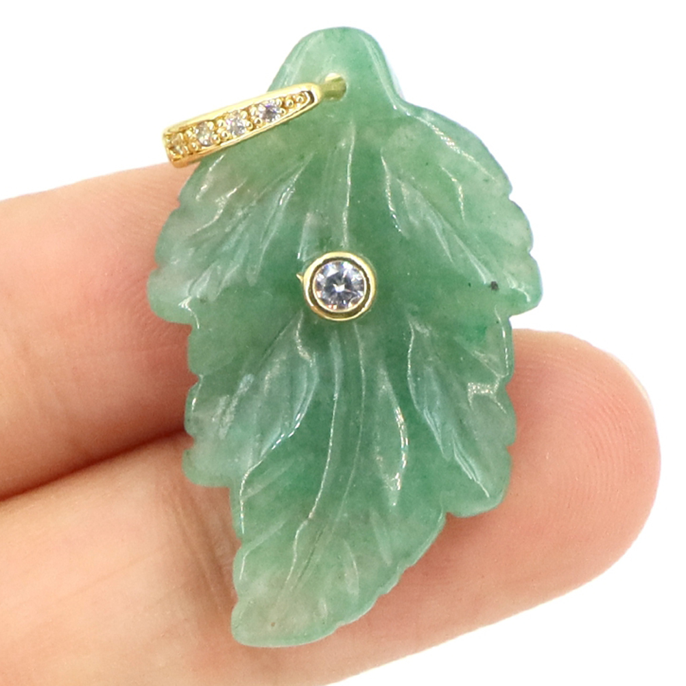Jewelry Making Gemstones - Natural Stone Leaf Pendant Healing Crystal