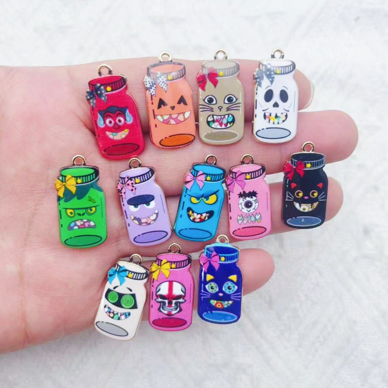 Jewelry Making - 12pcs alloy printed bottle pendant, DIY