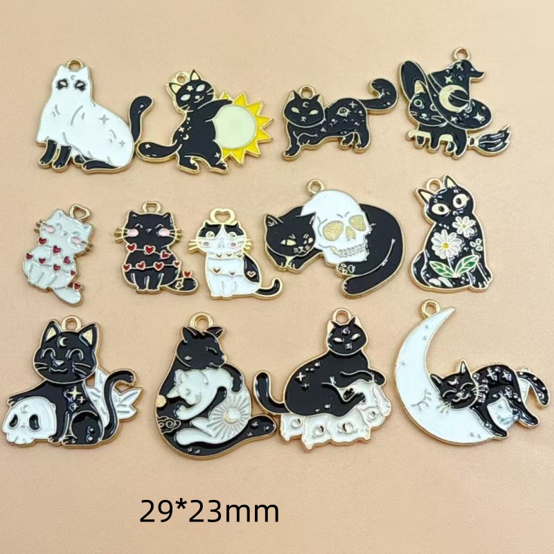 Jewelry Making - 10pcs Original Alloy Enamel Black Cat