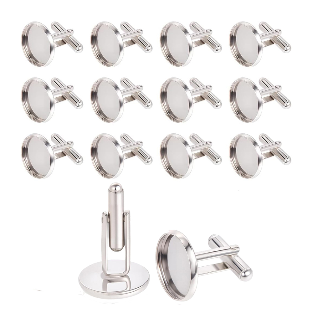 Jewelry Making Tray - 20Pcs Stainless Steel Round Cufflink Blanks