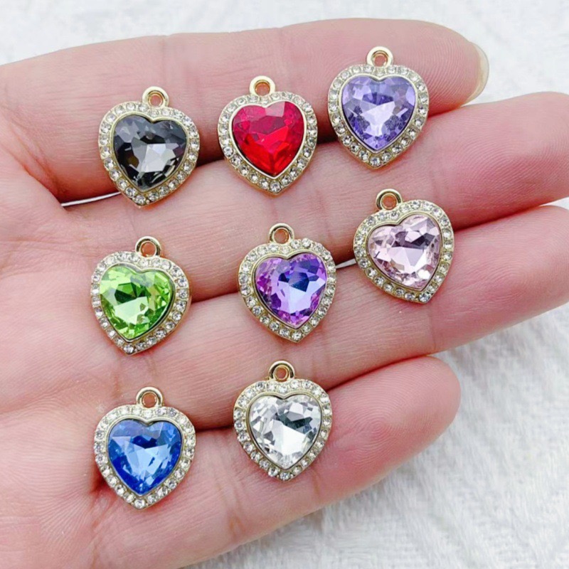 10pcs heart-shaped inlaid colo - Jewelry Making recension och pris