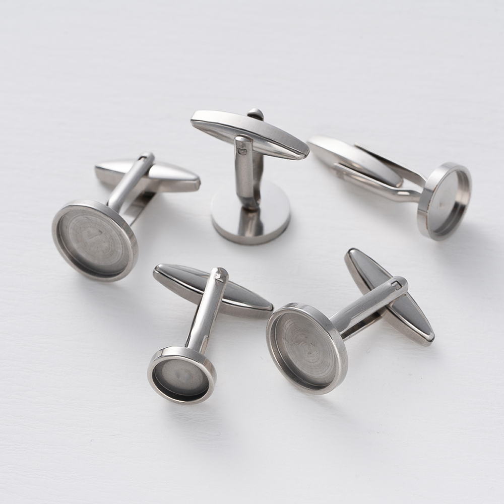 5Pcs Stainless Steel Cufflinks - Jewelry Making Tray recension och pris