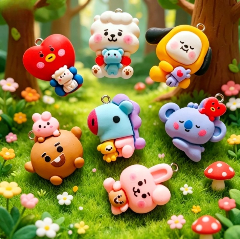 7pcs BT21 Resin Cartoon Charm  - Jewelry Making recension och pris