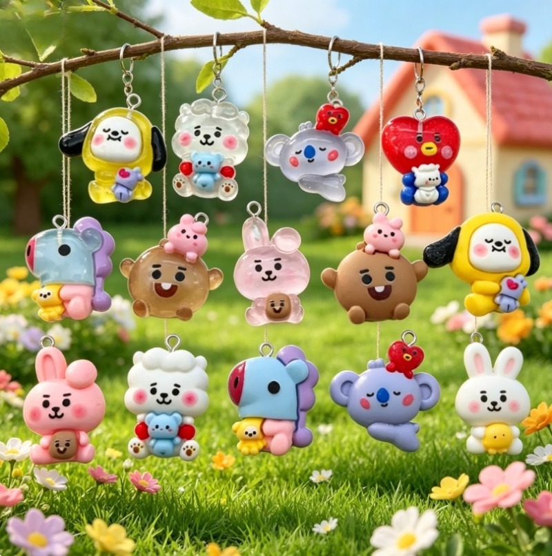 7pcs BT21 Resin Cartoon Charm  - Jewelry Making recension och pris