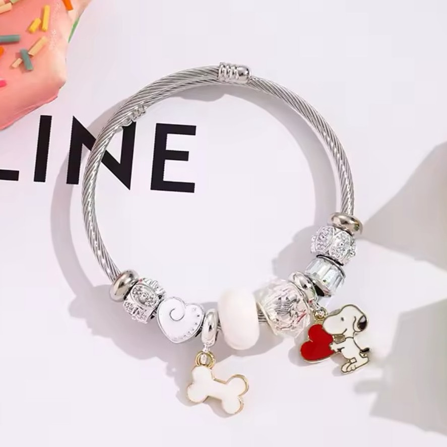 Cute Cartoon Snoopy Bone Heart - Jewelry Making Metals recension och pris