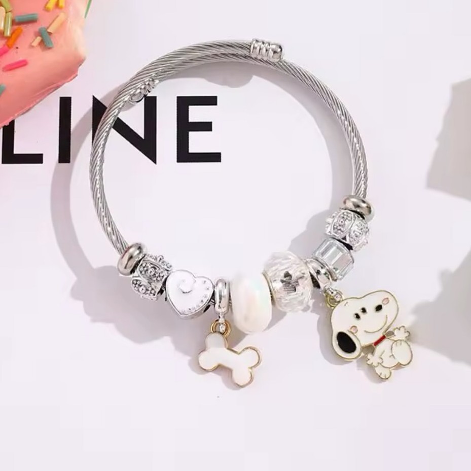 Cute Cartoon Snoopy Bone Heart - Jewelry Making Metals recension och pris