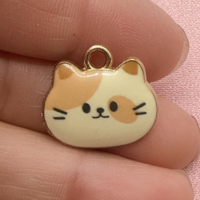 12pcs Printed Cat Head Alloy D - Jewelry Making recension och pris