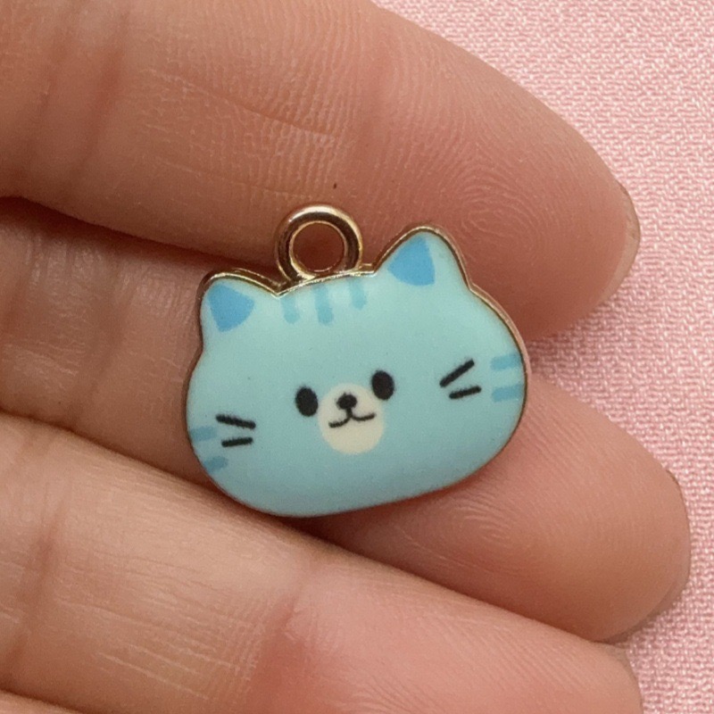 12pcs Printed Cat Head Alloy D - Jewelry Making recension och pris